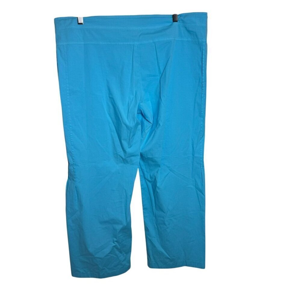 XCVI Wide-Leg Cotton Stretch Pants Turquoise Drawstring Waist Size XL - Picture 3 of 7